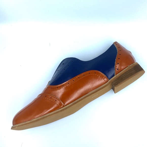 NWT Slip On Brogue Oxfords - Faux Leather - Navy - Picture 9 of 16